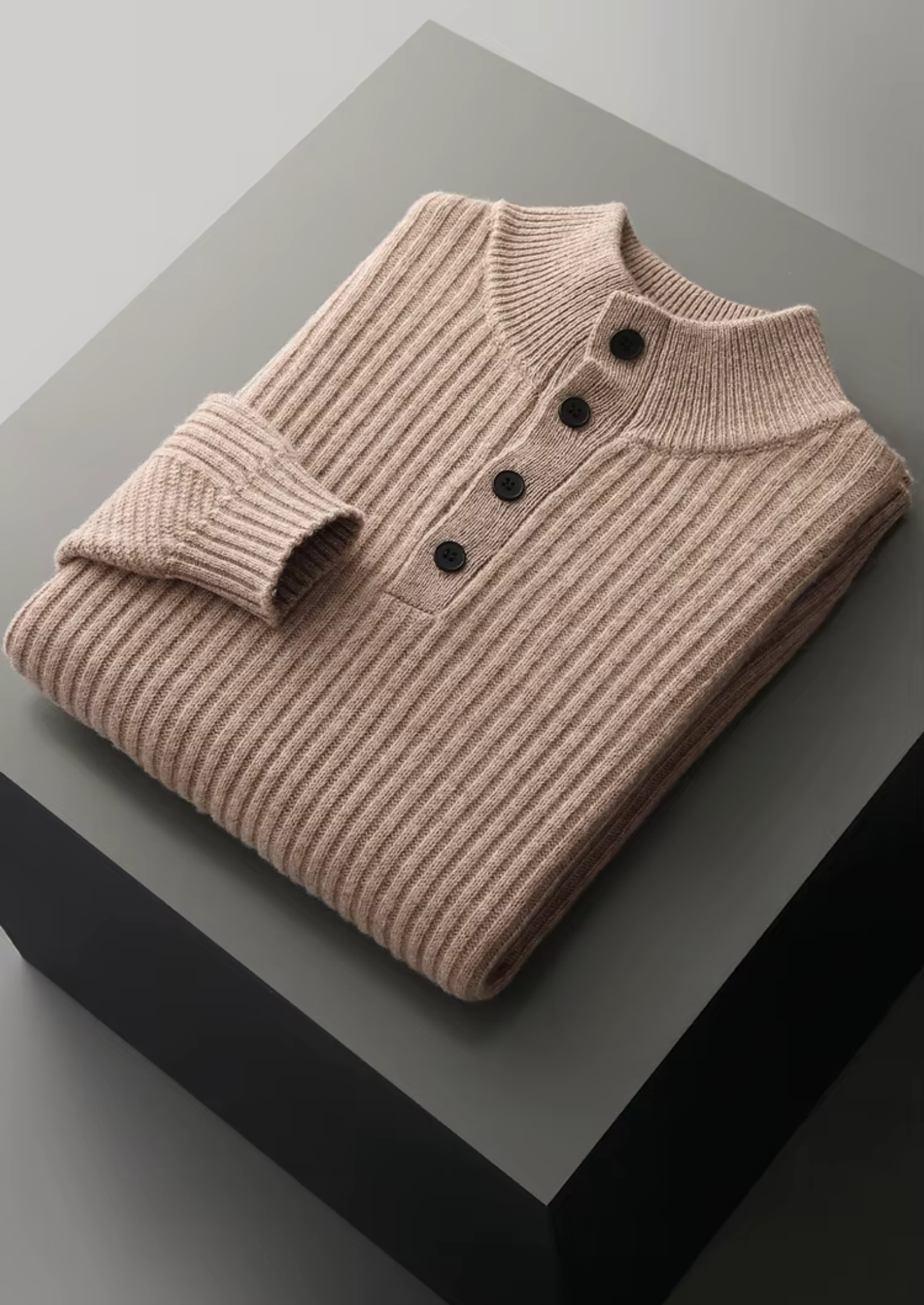 GERIPPTER WOLL-HENLEY-PULLOVER