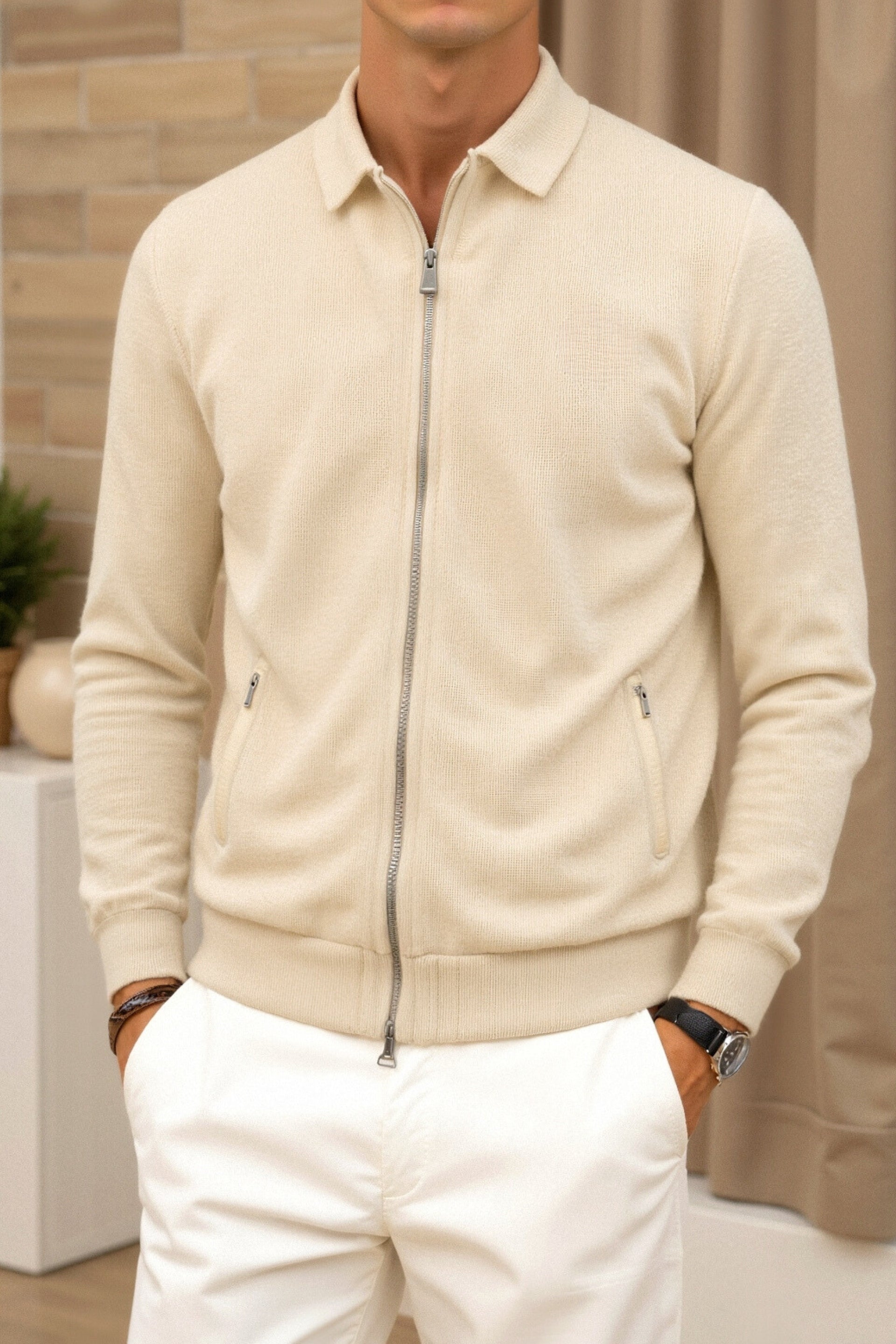 Premium-Trainingsjacke mit Polokragen