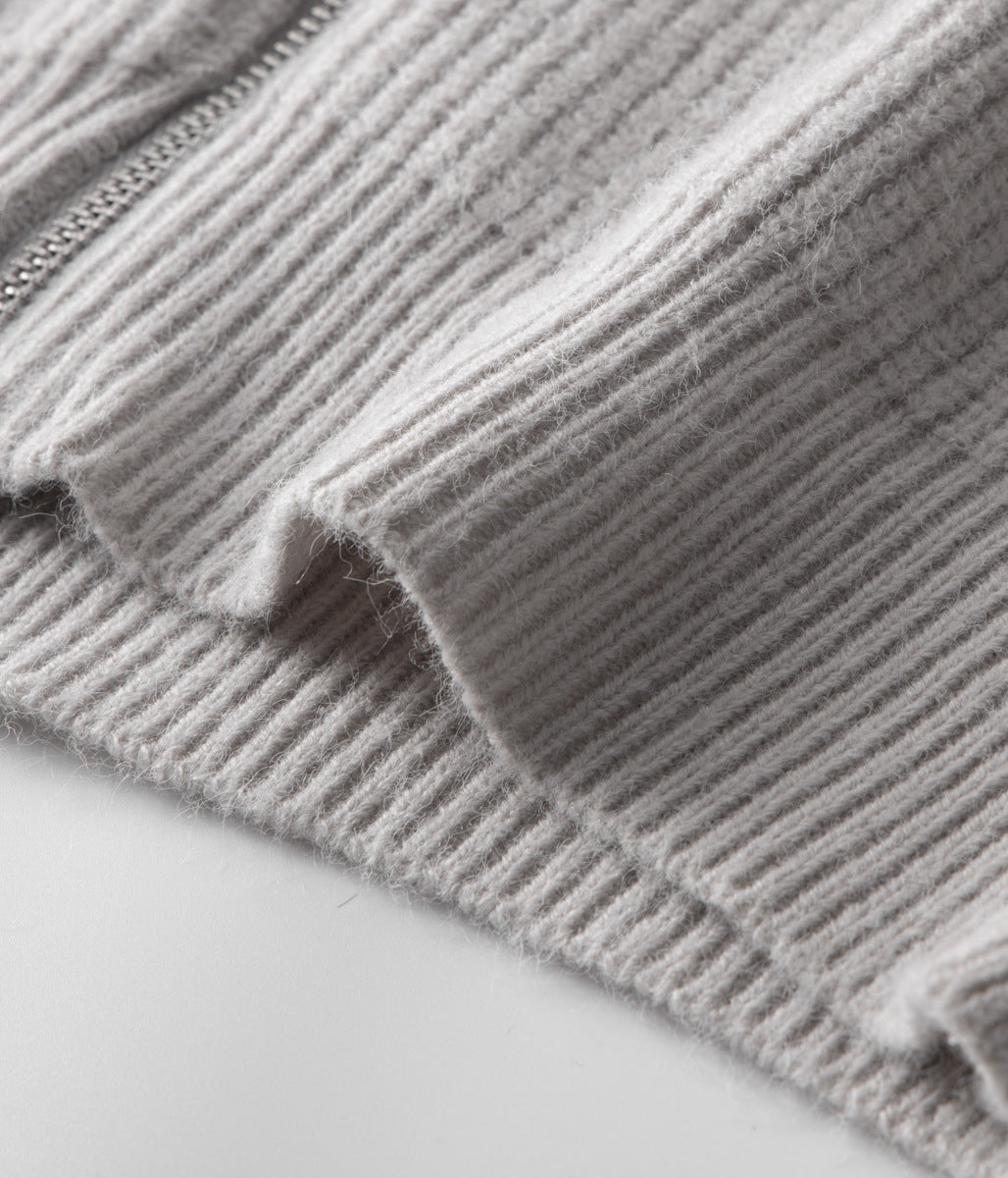 Merino Woll-Strickjacke mit Reißverschluss