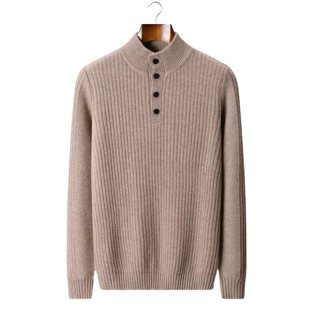GERIPPTER WOLL-HENLEY-PULLOVER