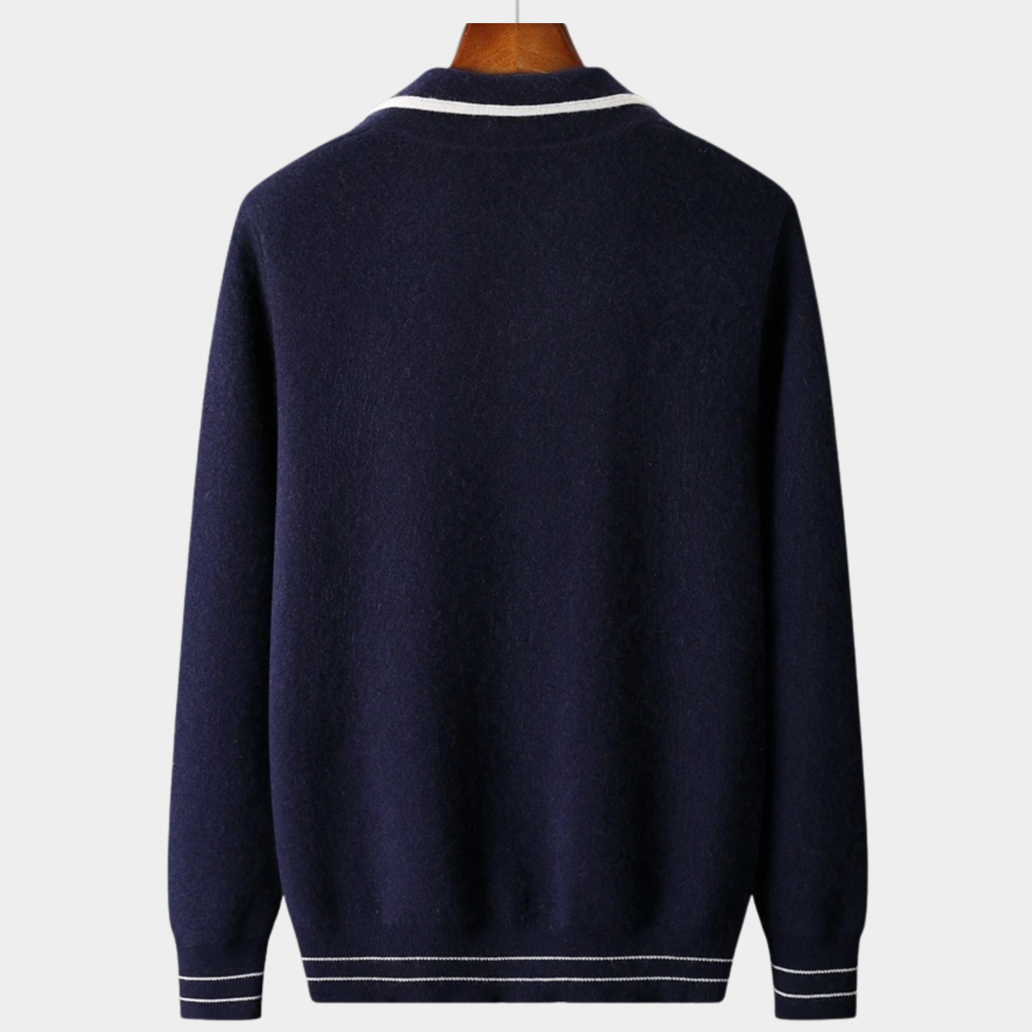 SERENNO WOLL-ZWEIFARBIGER POLO-CARDIGAN