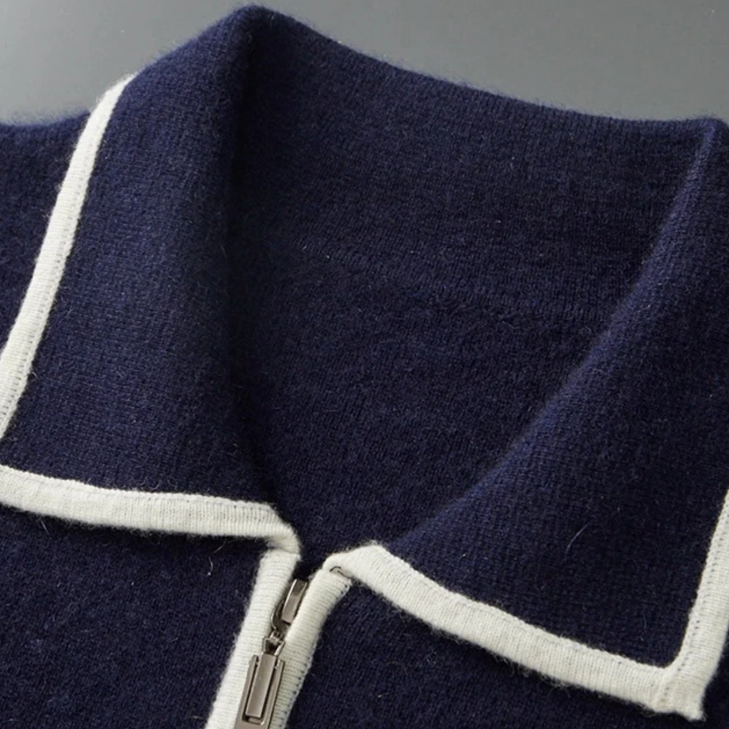 SERENNO WOLL-ZWEIFARBIGER POLO-CARDIGAN