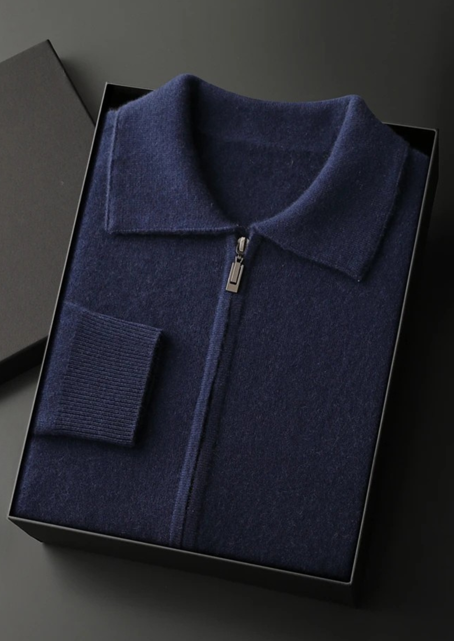 KASCHMIR-REISSVERSCHLUSS-POLO-CARDIGAN