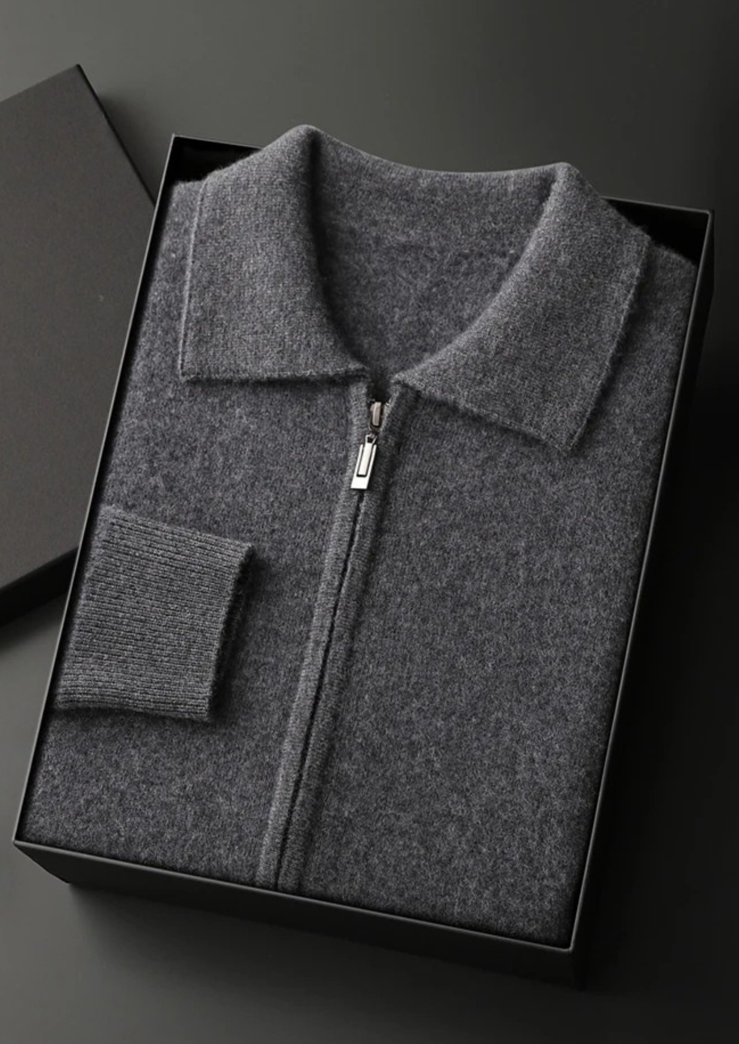 KASCHMIR-REISSVERSCHLUSS-POLO-CARDIGAN