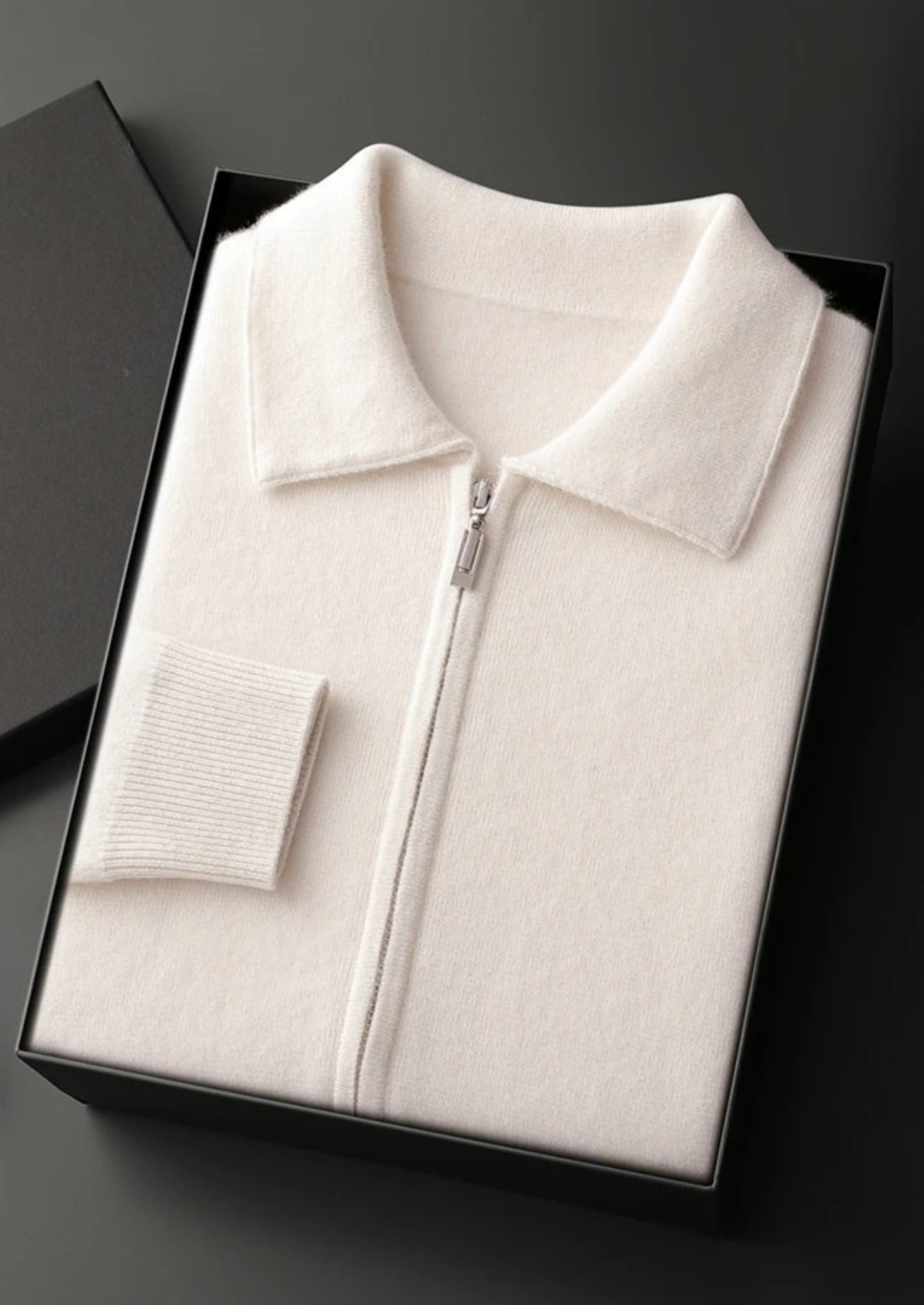 KASCHMIR-REISSVERSCHLUSS-POLO-CARDIGAN