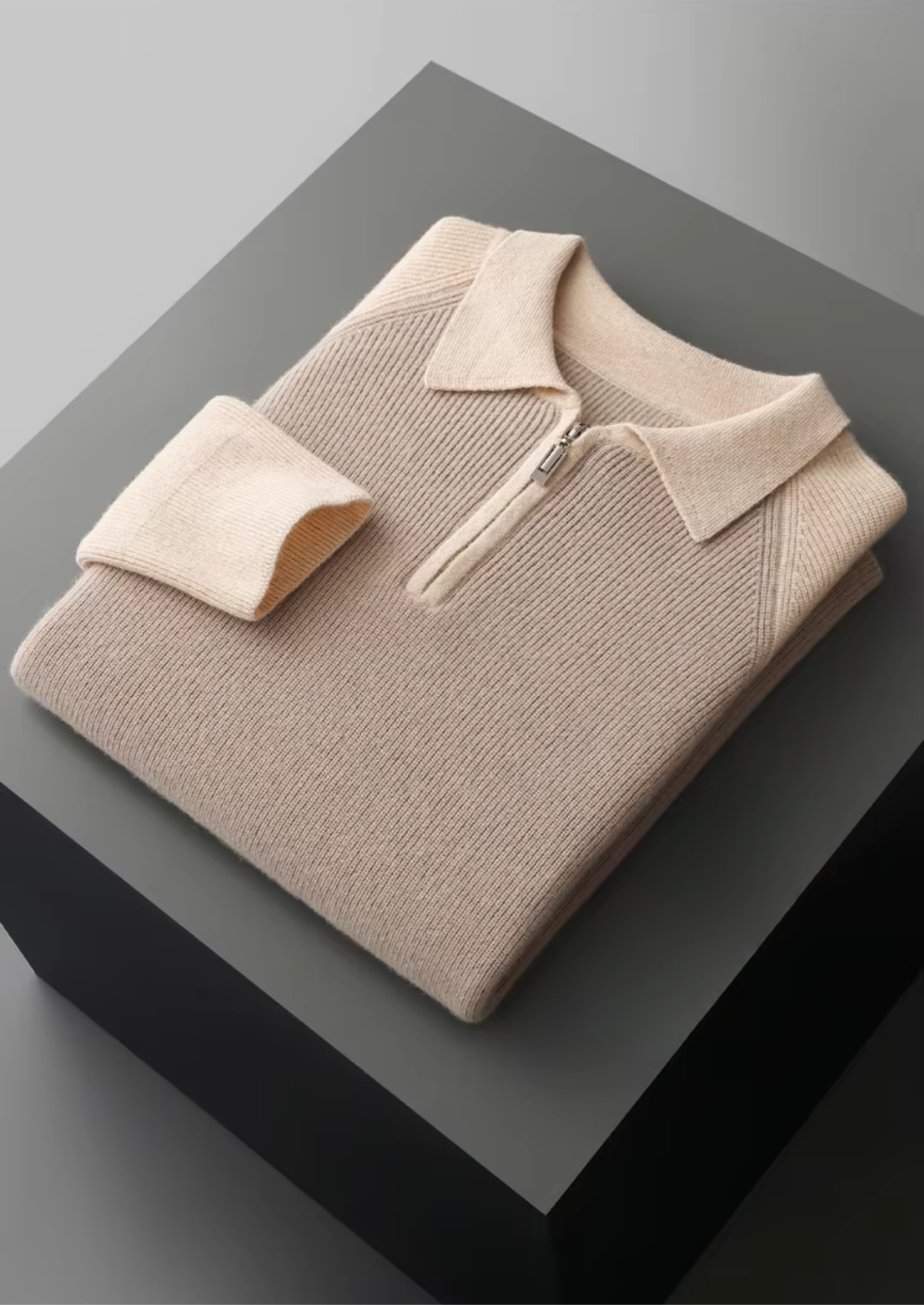 SERENNO ZWEIFARBIGER ZIPPER-POLOPULLOVER