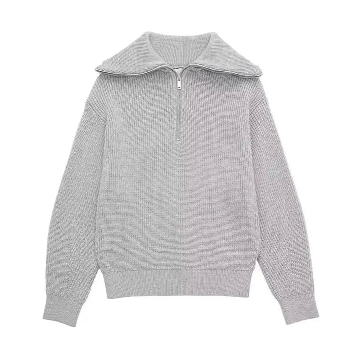 Gestreifter Zip-Up-Pullover