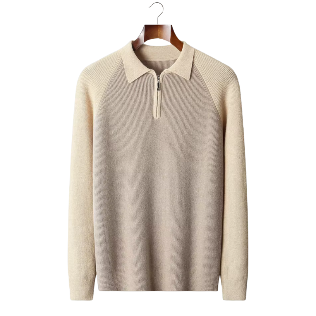 SERENNO ZWEIFARBIGER ZIPPER-POLOPULLOVER
