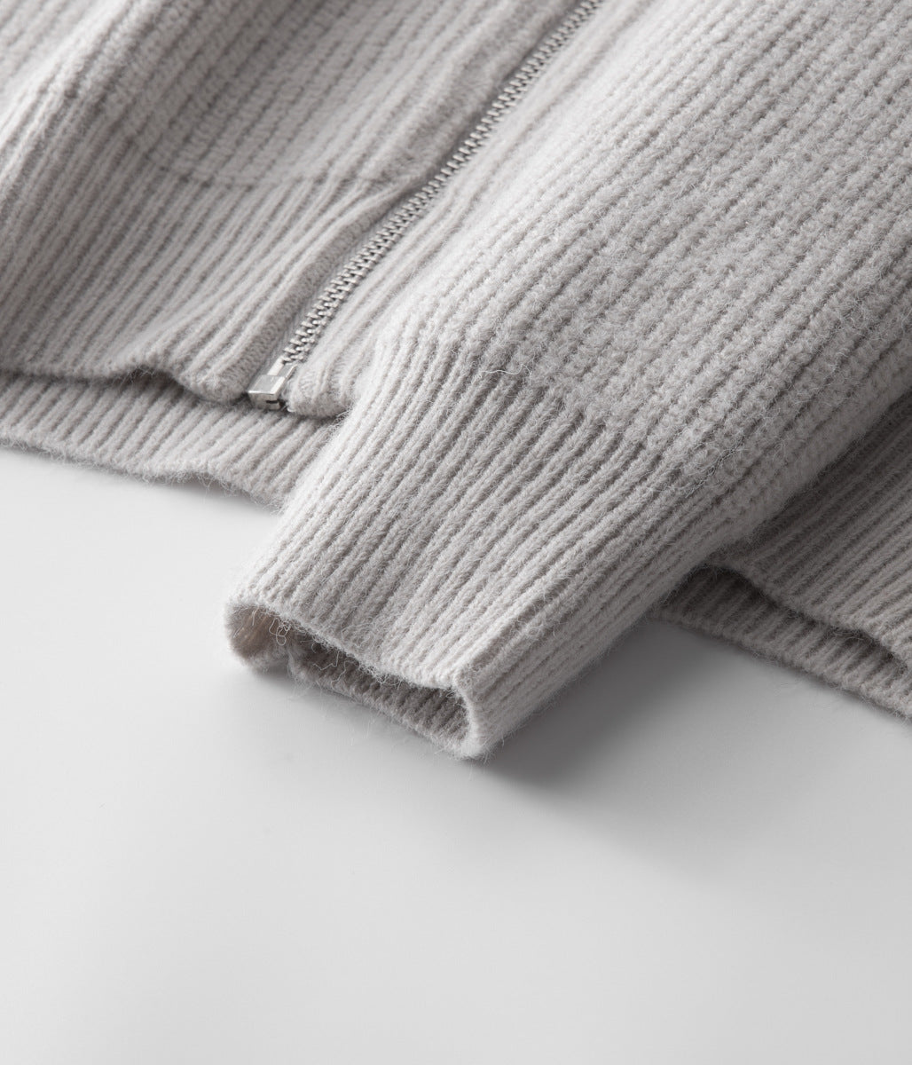 Merino Woll-Strickjacke mit Reißverschluss